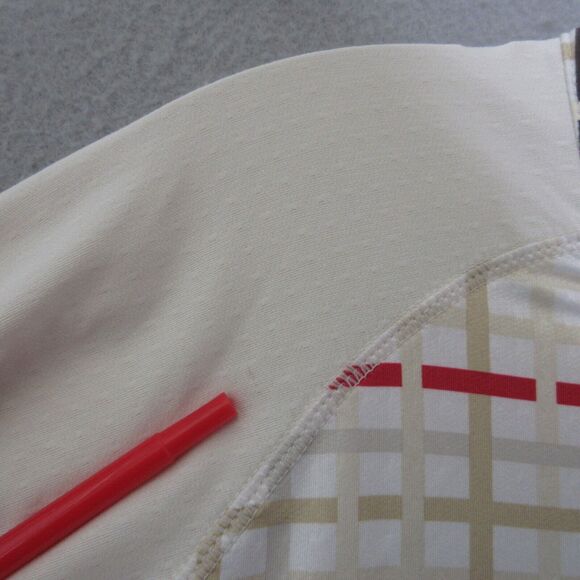 San Soleil Top Plaid Mock Neck Zip UPF 50 Mesh Golf Outdoor Hike Camp - Picture 10 of 14